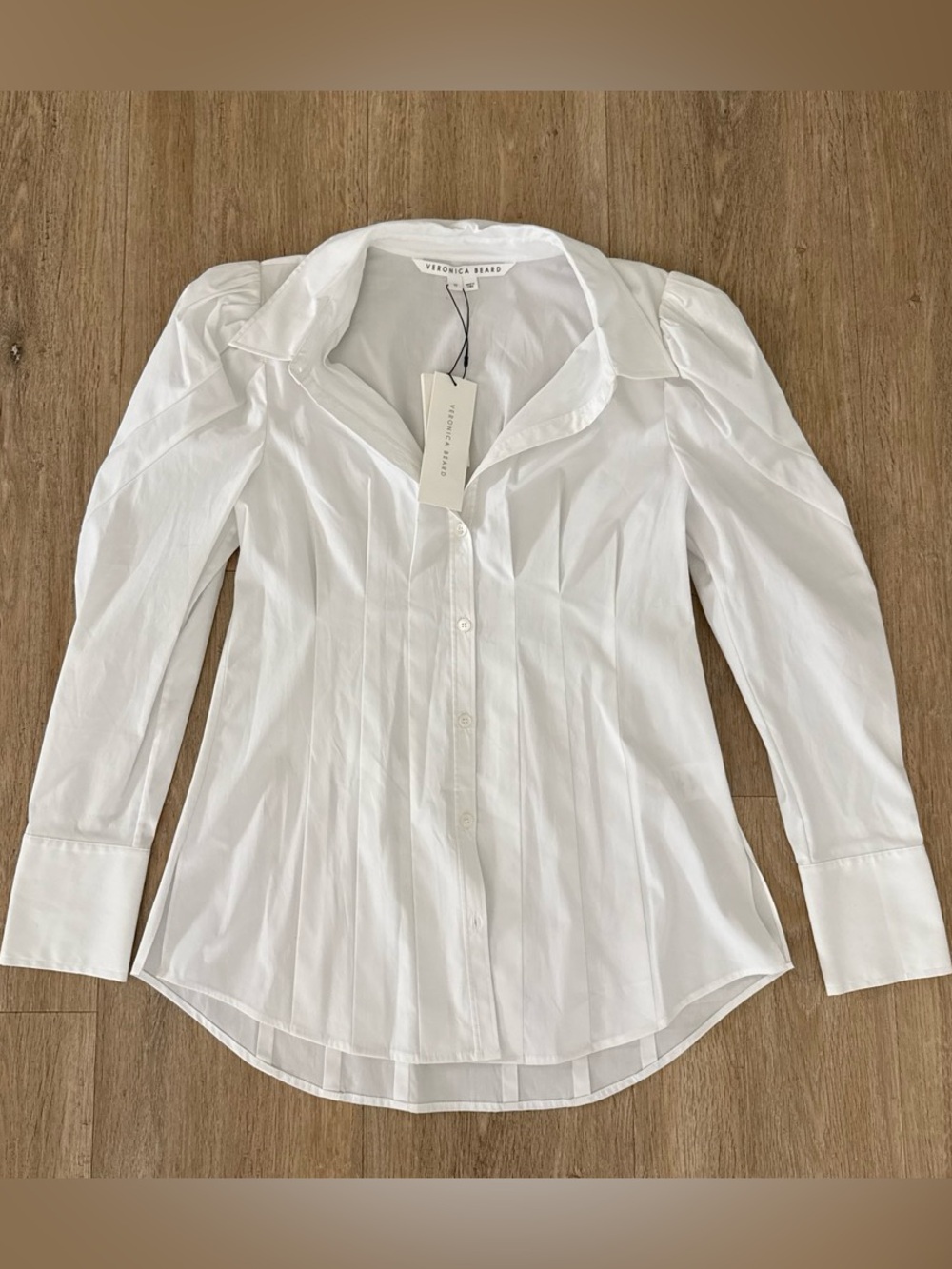 NWT Veronica Beard White Pintuck Button-Down Gilan Shirt 10
